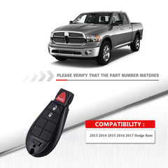 3 Buttons Smart Keyless Remote Car Key Fob Replacment for 2013 2014 2015 2016 2017 Dodge Ram GQ4-53T  KR-D3RC-05 3 Buttons Smart Keyless Remote Car Key Fob Replacment for 2013 2014 2015 2016 2017 Dodge Ram GQ4-53T  KR-D3RC-05