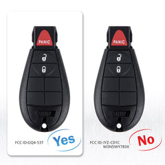 3 Buttons Smart Keyless Remote Car Key Fob Replacment for 2013 2014 2015 2016 2017 Dodge Ram GQ4-53T  KR-D3RC