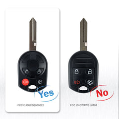 4 Button New Uncut Keyless Remote Head Key Fob Vehicles Fits for Ford Comoatible with 2007 - 2005 - 2012 Escape 2003 - 2012 Expedition Explorer FCC ID:OUCD6000022 KR-F4SA-05