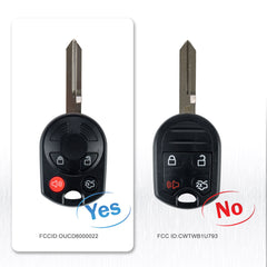 4 Button New Uncut Keyless Remote Head Key Fob Vehicles Fits for Ford Comoatible with 2007 - 2005 - 2012 Escape 2003 - 2012 Expedition Explorer FCC ID:OUCD6000022 KR-F4SA