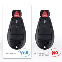 3 Buttons Smart Keyless Remote Car Key Fob Replacment for 2013 2014 2015 2016 2017 Dodge Ram GQ4-53T  KR-D3RC-05