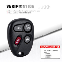 Keyless Entry Remote Control Car Key Fob Replacement for 2002-2007 Trailblazer GMC Envoy 2003 - 2008 Isuzu Ascender MYT3X6898B KR-C4RF