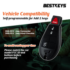 BestKeys Key Fob Fobik DIY OBD Key Programmer Kit, Car Keyless Remote Replacement for Dodge/Jeep Selected Model IYZ-C01C or M3N5WY783X for All Key Lost (4-Buttons)  KPRO-D4RC-02