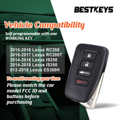 BestKeys DIY Key Programmer with Keyless Entry Remote Key Fob Fit for 2014-2016 IS250 2014-2018 IS350 2013-2018 ES300H HYQ14FBA 281451-2020 AG  KPRO-L4RE-01