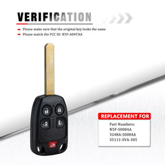 5 Button Keyless Entry Remote Key Fob Clicker Fits for for 2011-2014 Honda Odyssey N5F-A04TAA  KR-H5SA