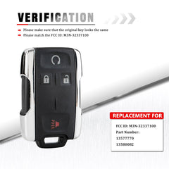 Keyless Entry Remote Control Car Key Fob for 2014 - 2017 Chevy Silverado 1500 GMC Sierra M3N-32337100  KR-C4RG-10