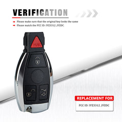 4 Buttons Remote Car Key Replacement Fit for 2006-2011 Mercedes Benz E550 ML350 E350 Year 2000+ Control IYZ3312 IYZDC NEC+BGA Key Fob KR-B4RA