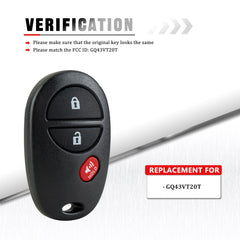 NEW Keyless Entry Remote Control Replacement for 2005-2016 TACOMA 3 Button Car Key Fob;GQ43VT20T KR-T3RC-10