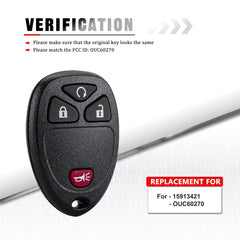 Keyless Entry Remote Car Key Fob Replacement for 2007 2008 2009 2010 2011 2012 2013 Silverado OUC60270  KR-C4RC-10