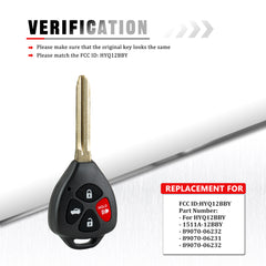 Replacement Remote Key Fob Fits for 2007-2010 Toyota Camry HYQ12BBY, 1511A-12BBY, 89070-06232, 89070-06231, 89070-06232 with Dot  KR-T4SA