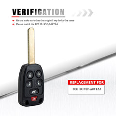 6 Button Key Keyless Entry Remote Fit for Honda Compatible with 2011 - 2014 Odyssey N5F-A04TAA KR-H6RB-10