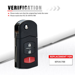 3 Button Keyless Remote Flip Key Fob Replacement for Mazda Comaptible with 2005-2010 6 Sedan 2005-2008 RX-8 FCC ID:KPU41788 KR-M3SB