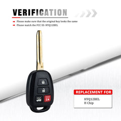 Remote Head Key Replacement for Toyota - Compatible with 2014 2015 2016 Camry- 4 Buttons H CHIP Remote Control - Fob Replacement for HYQ12BEL  Wholesale KR-T4SC-05