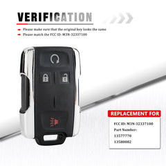 Keyless Entry Remote Control Car Key Fob for 2014 - 2017 Chevy Silverado 1500 GMC Sierra M3N-32337100  KR-C4RG