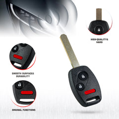 3 Button Keyless Entry Remote Control Uncut Car Ignition Chip Key Fob Replacement for Selected Honda Model FCC ID: OUCG8D-380H-A KR-H3SA