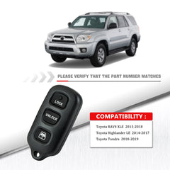 New Replacement for Toyota Compatible with 1999-2009 4 Runner,2001-2008 Sequoia Keyless Entry Remote Car Key Fob HYQ12BAN, HYQ12BBX, HYQ1512Y Wholesale KR-T4RB-05