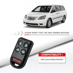 Keyless Entry Remote Car Key Fob Replacement for 2005-2010 Honda Odyssey Van OUCG8D-399H-A,5 Button 315mHz   KR-H5RC-10