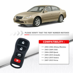 Replacement for 2002-2006 Altima and 2002-2006 Maxima Key Fob with DIY Instructions KBRSTU15 KR-N4RA-10