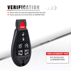 7 Buttons Car Key Fob Compatible for 2008-2014 Grand Caravan Car Keyless Entry Remote Control Replacement for IYZ-C01C or M3N5WY783X Wholesale KR-D7RA