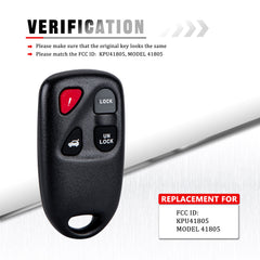 4 Buttons Keyless Entry Remote Control Car Key Fob Clicker for 2003-2005 Mazda 6 Replacment with KPU41805 Model 41805  KR-M4RA