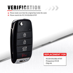 4 Button Smart Key Fob Keyless Entry Remote for Kia-Compatible with 2014- 2016 Forte OSLOKA-870T Chip:46  KR-K4SK-10