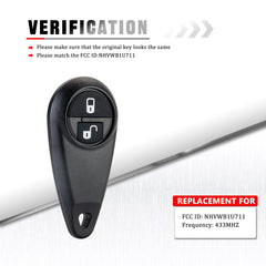 2-Button Car Key Fob Keyless Entry Remote Combo fits 2005-2008 Forester 2005-2007 Impreza NHVWB1U711 KR-G2RB