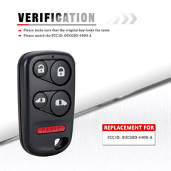 5-Button Smart Keyless Car Key Fob Remote Compatible with 2001-2004 Honda Odyssey with Power Sliding Doors FCC ID:OUCG8D-440H-A Wholesale KR-H4RF-05