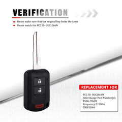 For Mitsubishi Mirage Lancer Outlander 3 Button Key Fob OUCJ166N Interchange Part Number(s): 850G-J166N KR-G3SD