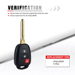 3 Buttons Replacement for New Keyless Entry Remote Car Key for 2012-2016 Prius C That Use HYQ12BDM with G Chip KR-T3SB-05