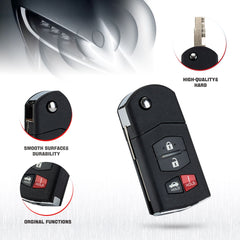 Keyless Entry 4 Button Remote Flip Key Fob for 2009-2013 Mazda 6 2010-2013 Mazda 3 2006-2015 Mazda MX-5 Miata BGBX1T478SKE12501 KR-M4SA-05