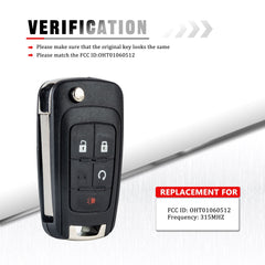 Keyless Remote Flip Car Key Fob for 2010-2019 GMC Terrain 2014-2018 Buick Encore FCC ID:OHT01060512 4 Buttons  KR-C4SC-10