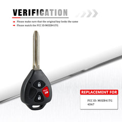 3 Buttons Keyless Entry Car Remote Control Car Uncut Ignition Key Fob Compatible with Toyota Replacement for 2007-2010 Yaris MOZB41TG 4D67 KR-T3SD