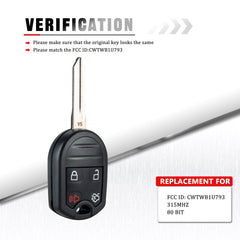 Copy of 4-Button New Keyless Entry Remote Start Car Key Fob Replacement for Fard, Lincoln, Mercury, Mazda -(Fits FCC ID:CWTWB1U793) 80 BIT KR-KR-F4SB-05