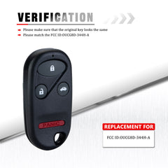 4 Buttons Keyless Entry Remote Car Key Fob Compatible with Honda Replacement for 2002-2004 CR-V (FCC ID:OUCG8D-344H-A) KR-H4RA