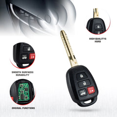 Remote Head Key Replacement for Toyota - Compatible with 2014 2015 2016 Camry- 4 Buttons H CHIP Remote Control - Fob Replacement for HYQ12BEL  Wholesale KR-T4SC-10