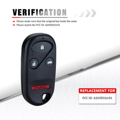 4 Buttons Replacement Keyless Entry Remote Control Key Fob for Honda Compatible with 1996-2002 Accord 1996-2000 Civic A269ZUA101 KR-H4RE