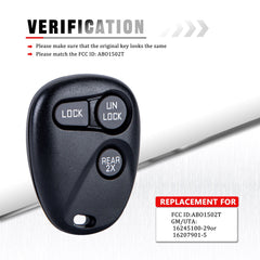 Keyless Replacement Key Fob Car Remote Compatible with 1997-1999 Yukon XL 1997 Sonoma S-10 Jimmy ABO1502T 16245100-29 Wholesale KR-C3RG-10