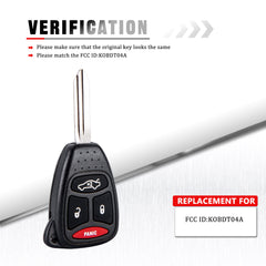 Replacement for 2004-2013 Dodge Durango 2006-2009 Dodge RAM Remote Key Fob FCC ID: KOBDT04A KR-D4SB