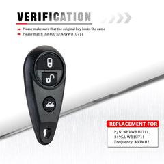 Smart Proximity Keyless Entry Car Remote Fob Combo Fits Subaru for 2006 2007 B9 Tribeca 2002-2004 Impreza 1999- 2004 Legacy NHVWB1U711 KR-G4RF