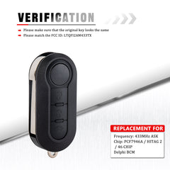 3-Button Keyless Entry Remote Lock Flip Key Fob for 2012-2016 Fiat 500L Panda 2015-2019 Ram ProMaster 1500 2500 3500 City KR-G3SE