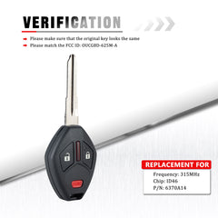 Keyless Entry Remote Key Fob Replacement for 2011 - 2014 Mitsubishi I-MeiV FCC ID:OUCG8D-625M-A 315mhz KR-M3SD