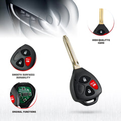 Key Fob Keyless Entry Remote Replacement for Toyota - Compatible with for 2006-2010 Rav4 2007-2012 Yaris- 3 Buttons with 4D67 CHIP Remote Control - Fob for HYQ12BBY Wholesale KR-T3SA-05