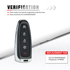 5-btn Smart Keyless Remote Car Key Fob for 2013 - 1016 Ford Escape M3N5WY8609 KR-F5RE