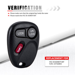 Keyless Entry Remote Car Key Vehicles Compatible for 1998-2001 Blazer Sonoma S10 2000-2001 Tahoe 15732803 KOBUT1BT KR-C3RH