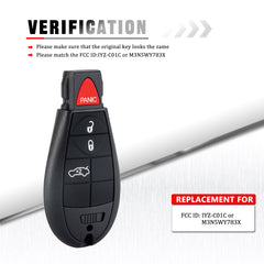 4 Buttons Smart Remote Key Fob Compatible for 2008-2010 Chrysler 300 2008-2012 Dodge Challenger 2008-2012 Dodge Charger with Door Key IYZ-C01C IYZ-C01C or M3N5WY783X KR-D4RA