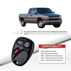 Keyless Entry Car Key Fob Vehicles That Use KOBLEAR1XT 15042968 Fit for 2001 - 2002 Tahoe Sierra Suburban Silverado Yukon Wholesale KR-C3RC-10