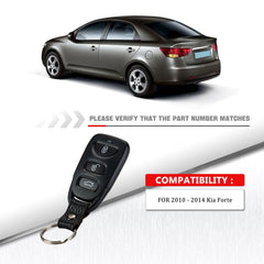 4 Buttons Keyless Entry Remote Car Key Fob for Kia Compatible with 2010 2011 2012 2013 2014 Forte PINHA-T008 KR-K4RD