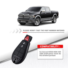 3 Button Entry Keyless Key Fob with Blade Compatible for Dodge RAM 1500 2500 Keyless Entry Remote Replacement for M3N5WY783X IYZ-C01C  Wholesale KR-D3RA-05