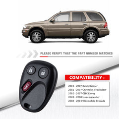 3 Buttons Car Key Fob Keyless Control Entry Remote for 2002 - 2007 Trailblazer Envoy 2004 - 2007 Buick Rainier MYT3X6898B KR-C3RE02 Tahoe Sierra Suburban Silverado Yukon Wholesale KR-C3RC-10