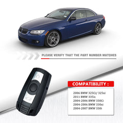 3 Buttons Keyless Remote Car Key Fob Replacment for 2004-2006 330Ci 330xi 2006 325Ci/ 325xi KR55WK49127 KR55WK49123 315MHz  KR-B3RA-10